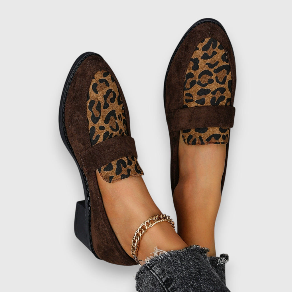 Women’s Chic Leopard Pattern Loafers for Everyday Style Dark Brown