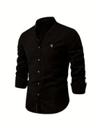 Men’s Comfortable Button-Up Shirt with Flattering Fit Black