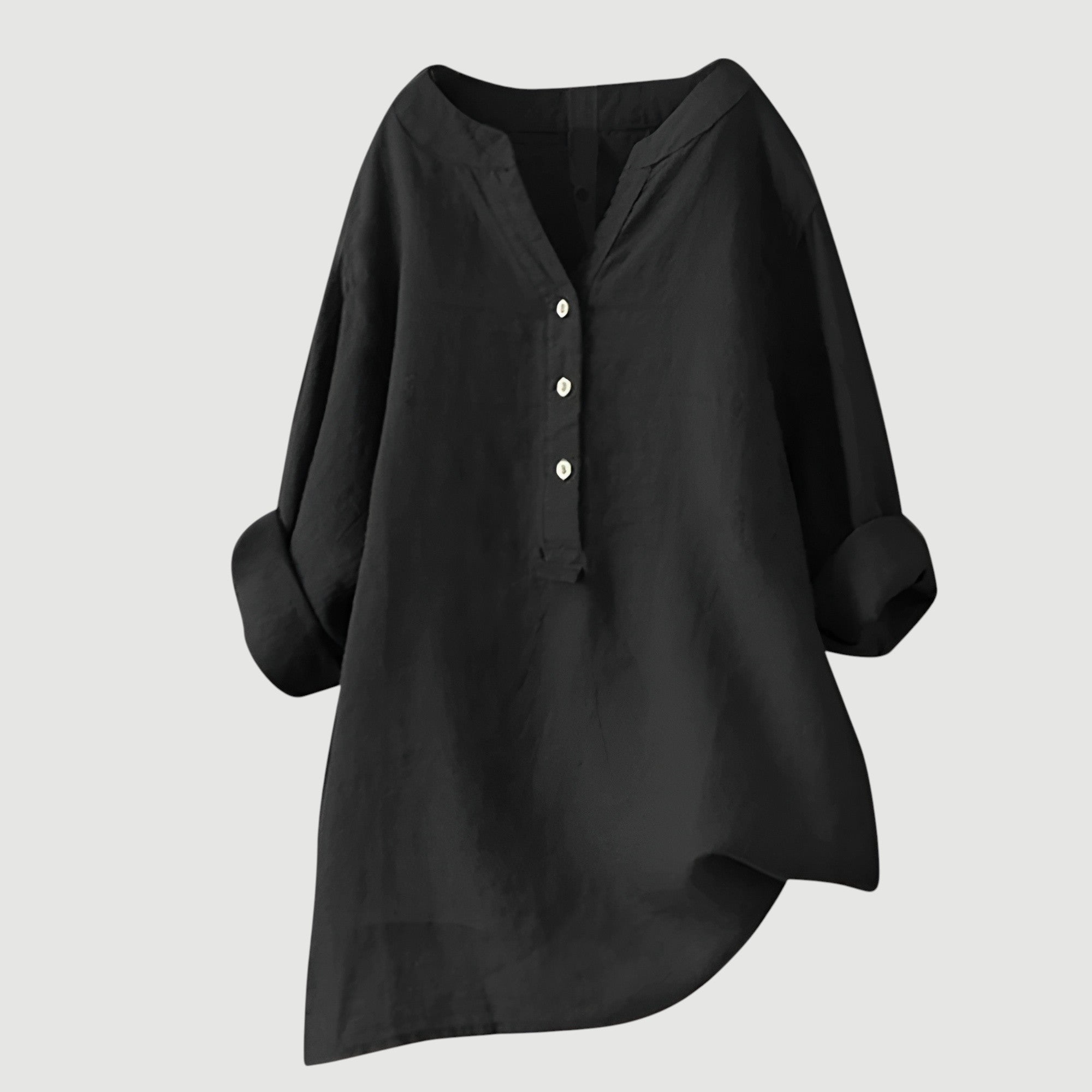 Women’s Casual Blouse with Button Closure and Relaxed Fit Black