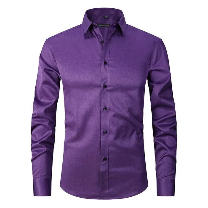 Men’s Comfortable Wrinkle-Resistant Button-Up Shirt Purple