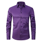 Men’s Comfortable Wrinkle-Resistant Button-Up Shirt Purple