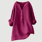 Women’s Casual Blouse with Button Closure and Relaxed Fit Pink Red