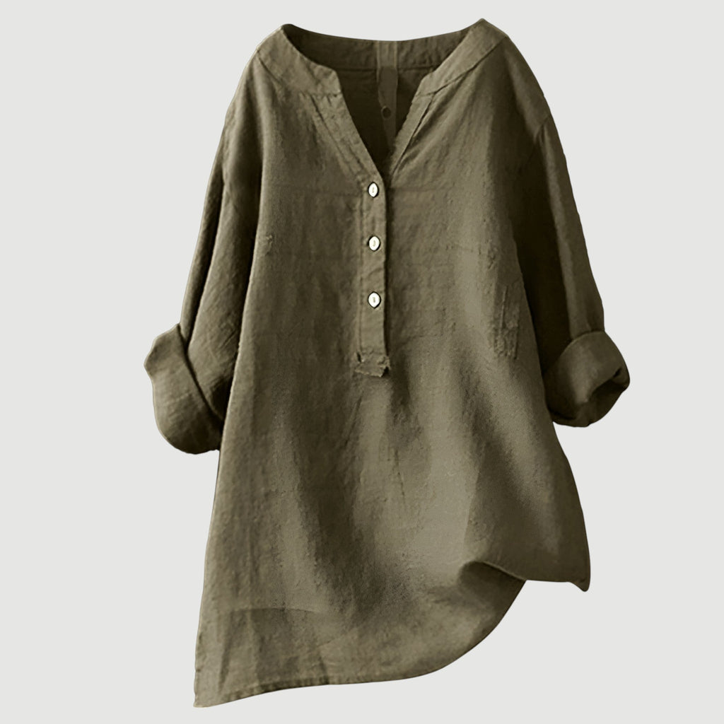 Women’s Casual Blouse with Button Closure and Relaxed Fit