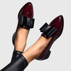 Women’s Elegant Bow Accent Loafers for All-Day Comfort Red