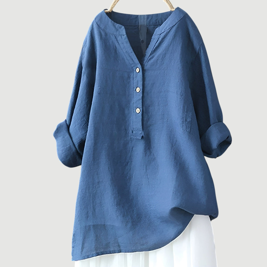 Women’s Casual Blouse with Button Closure and Relaxed Fit Royal Blue