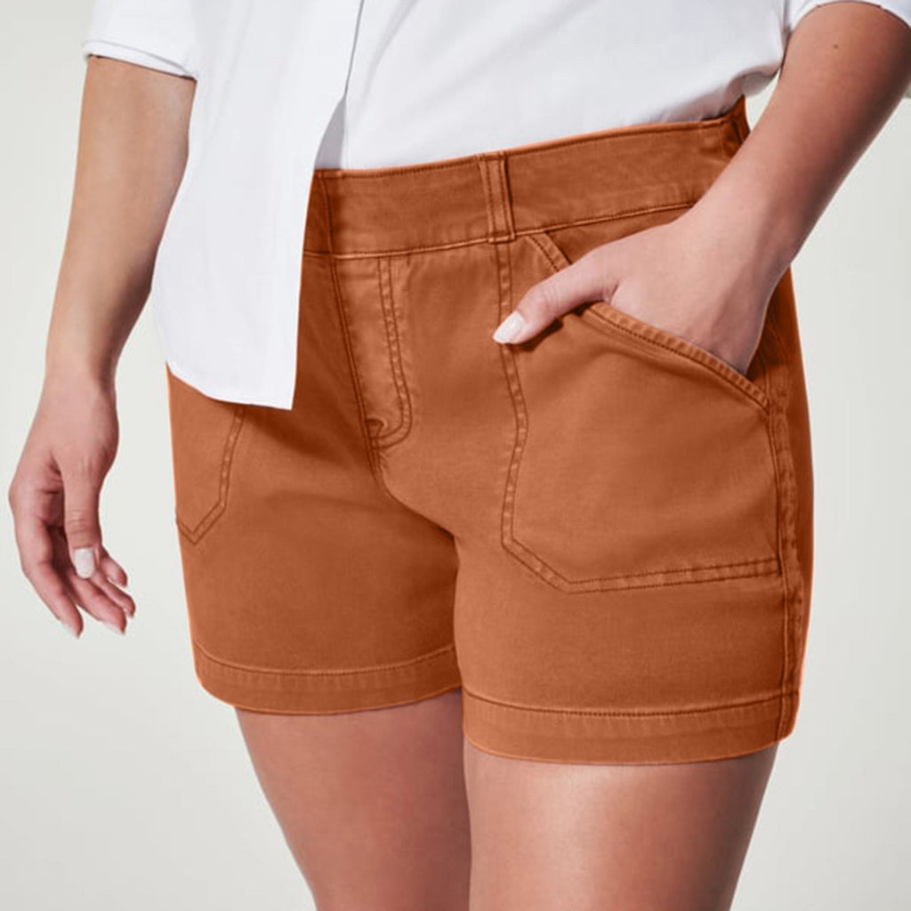 Women’s Pull-On Stretch Denim Shorts for Everyday Comfort Brown