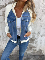 Women’s Fashionable Denim Jacket with Fleece Details