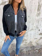 Women’s Fashionable Denim Jacket with Fleece Details