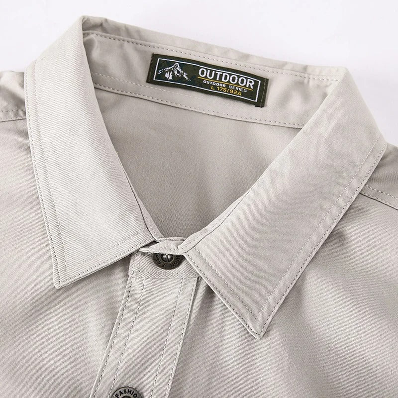 Men’s Sturdy Long-Sleeve Cargo Shirt with Pockets