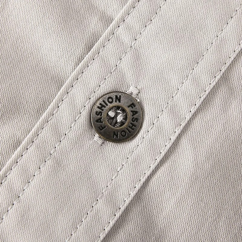 Men’s Sturdy Long-Sleeve Cargo Shirt with Pockets