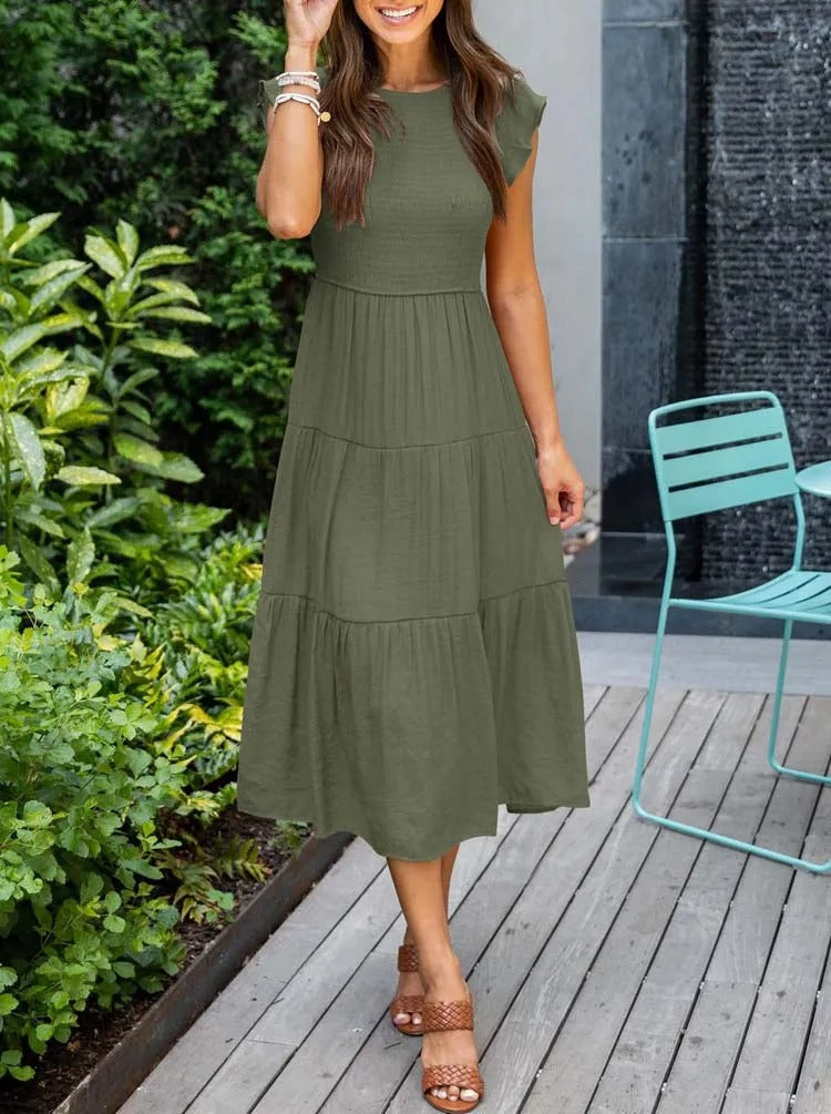 Women’s Comfortable Maxi Dress – Relaxed Summer Dress Dark Green