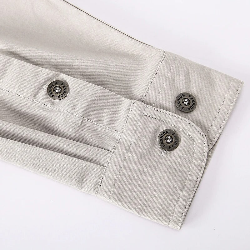 Men’s Sturdy Long-Sleeve Cargo Shirt with Pockets