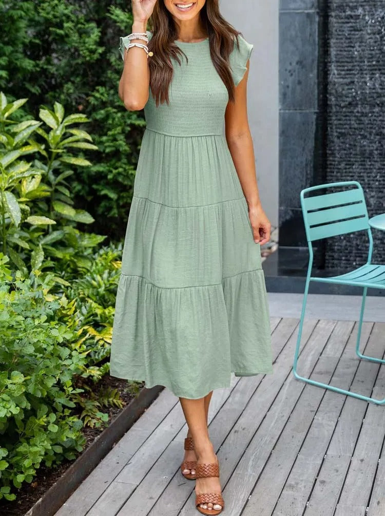 Women’s Comfortable Maxi Dress – Relaxed Summer Dress Light Green