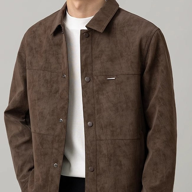 Men’s Versatile Button-Down Shirt Jacket with Pockets