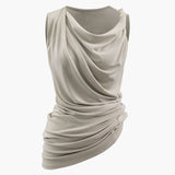 Feminine Draped Neck Gathered Tank