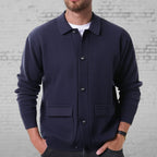 Men’s Relaxed Fit Button-Front Cardigan Sweater Navy Blue