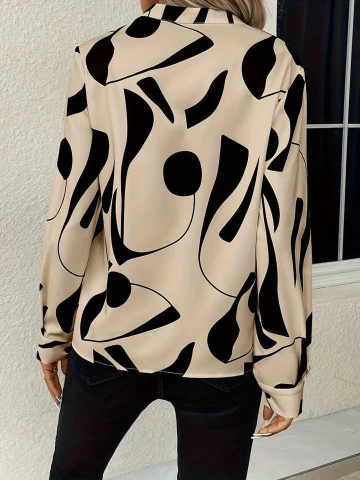 Women’s Abstract Print Long Sleeve Blouse