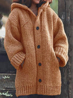 Women’s Hooded Oversized Knit Cardigan with Pockets Orange