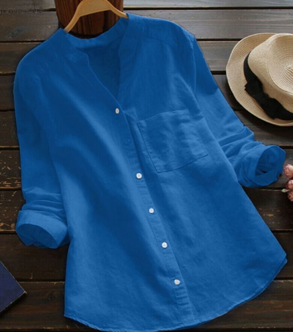 Women’s Relaxed Fit Button Shirt Blouse for Summer Styling Light Blue