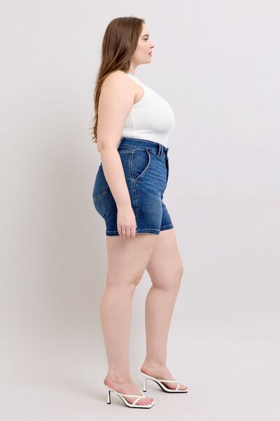 Women’s Plus Size Double Button Waist Denim Shorts