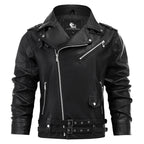 Men’s Classic Faux Leather Biker Jacket Black
