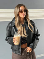 Women’s Classic Faux Leather Jacket Black