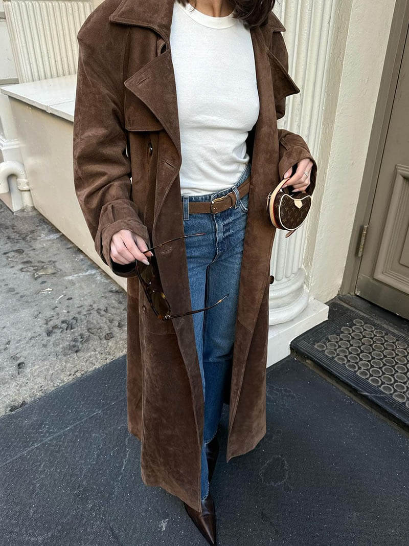 Women’s Faux Suede Trench Coat