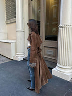 Women’s Faux Suede Trench Coat