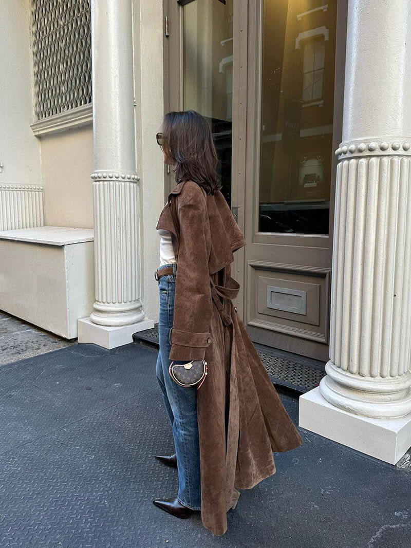Women’s Faux Suede Trench Coat
