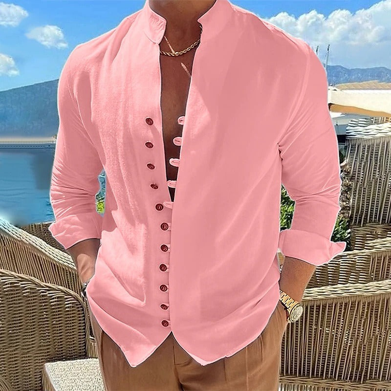 Men’s Comfortable Long Sleeve Shirt Pink