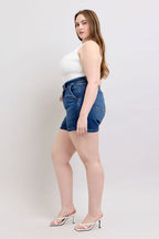 Women’s Plus Size Double Button Waist Denim Shorts