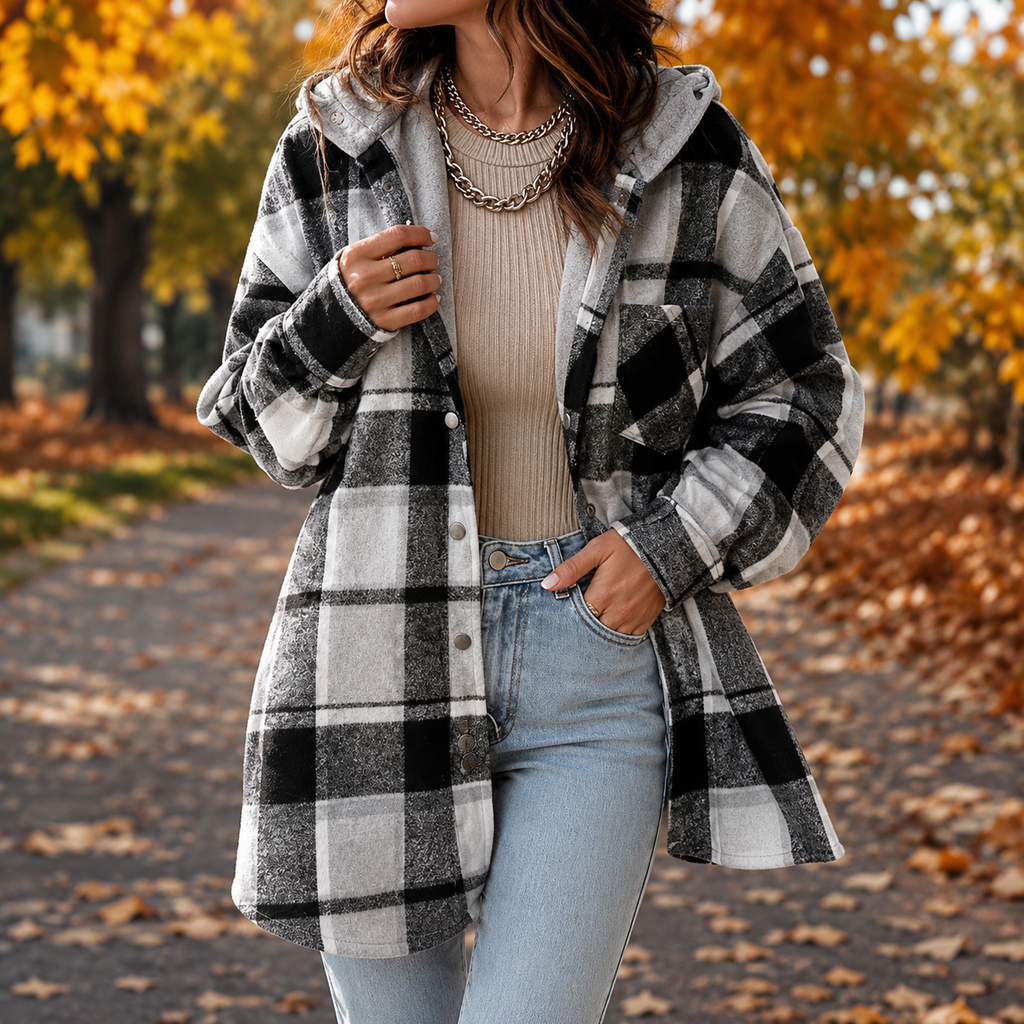 Women’s Soft Flannel Hooded Jacket Black