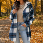Women’s Soft Flannel Hooded Jacket Blue