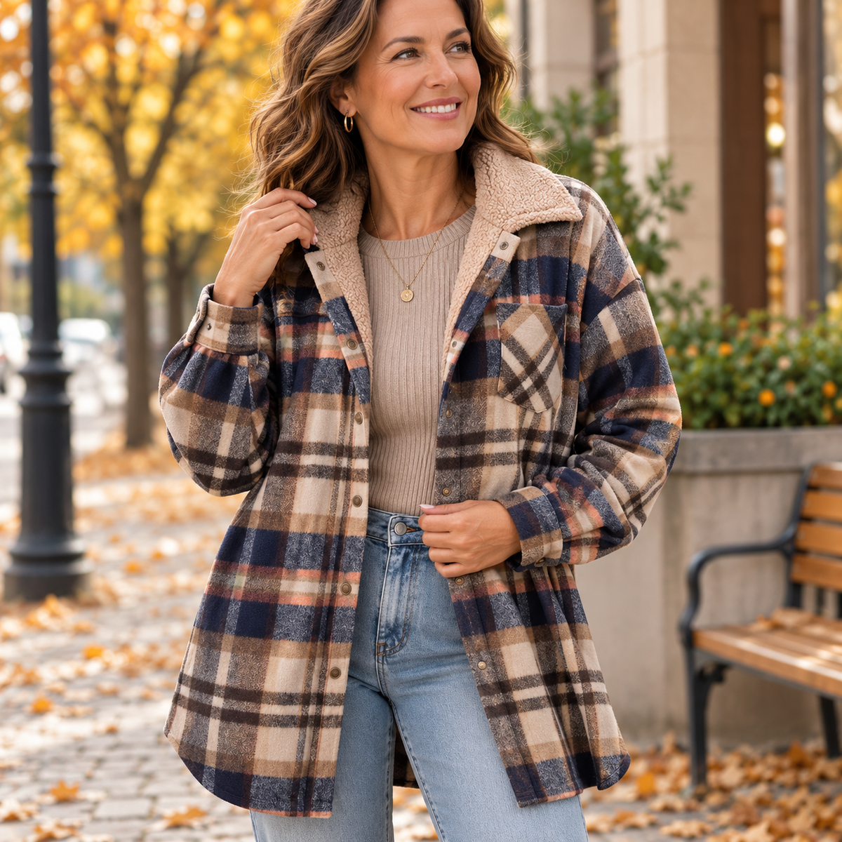 Women’s Soft Flannel Hooded Jacket Brown