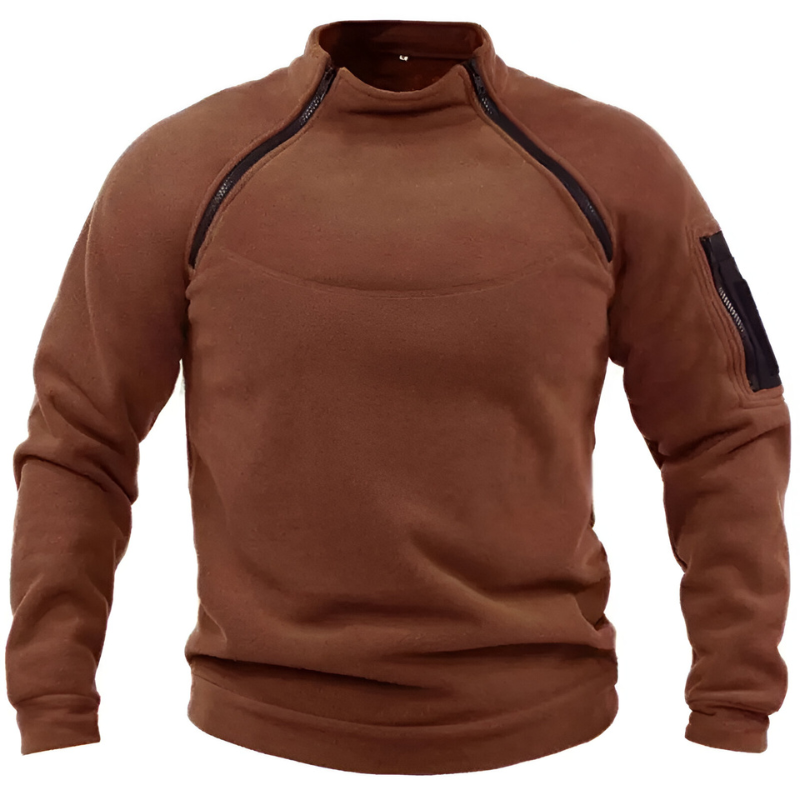 Men’s Warm Fleece Tactical Jumper Dark Brown