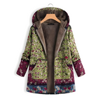 Women’s Stylish Floral Fleece Jacket Green