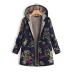 Women’s Stylish Floral Fleece Jacket Navy