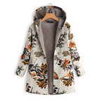 Women’s Stylish Floral Fleece Jacket Orange