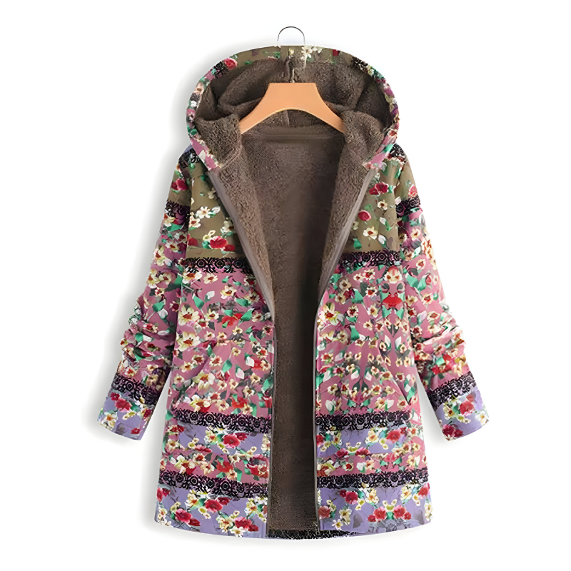 Women’s Stylish Floral Fleece Jacket Pink