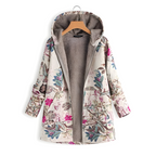 Women’s Stylish Floral Fleece Jacket White