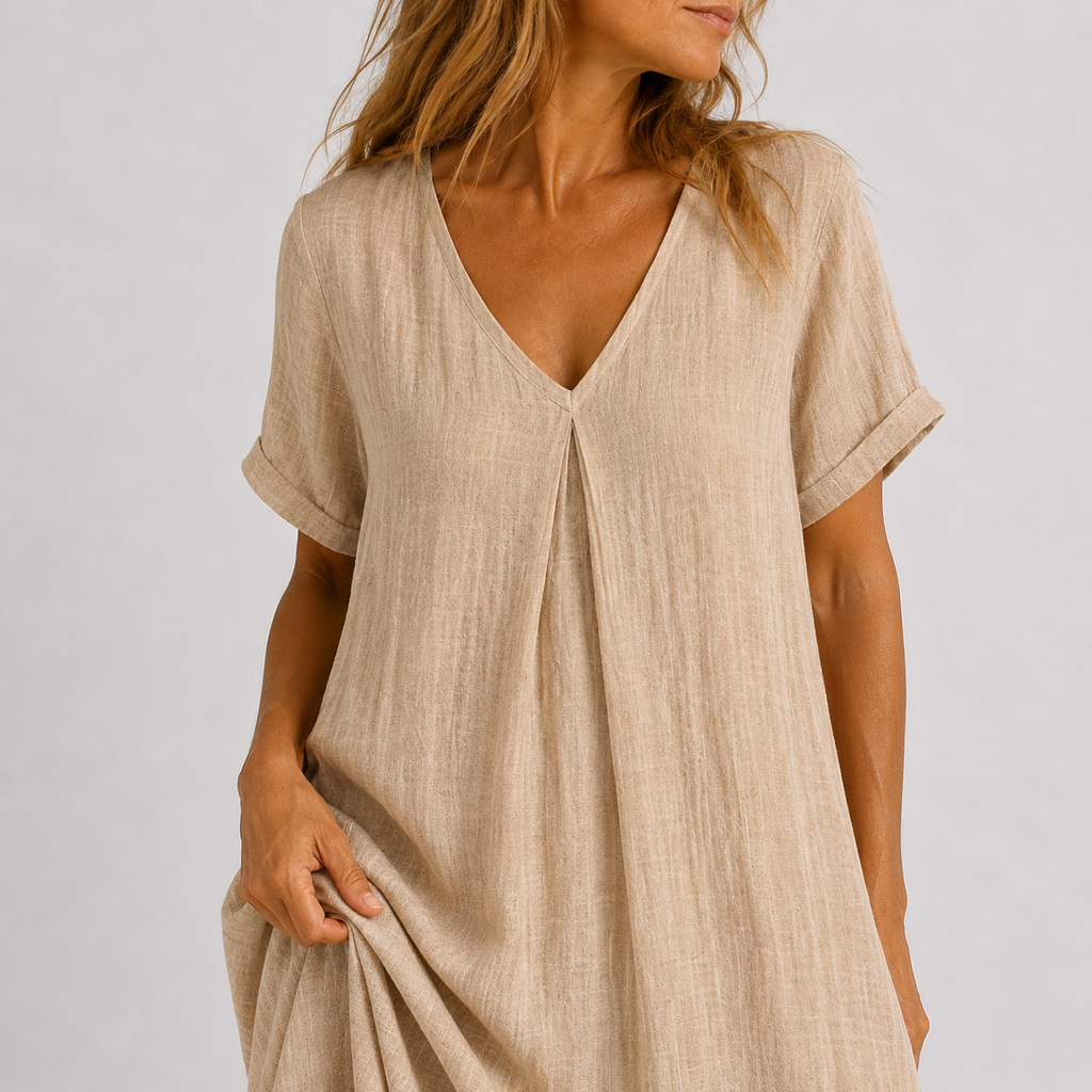 Women's maxi dress in peacock green with V-neckline, styled for casual and smart-casual outfits.