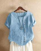 Women’s Casual Button Detail Blouse for Summer Styling Light Blue