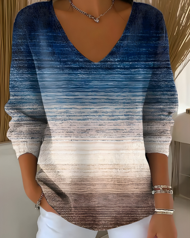 Women's knitted jumper in blue with glitter ribbed knit, styled for casual and smart-casual outfits.