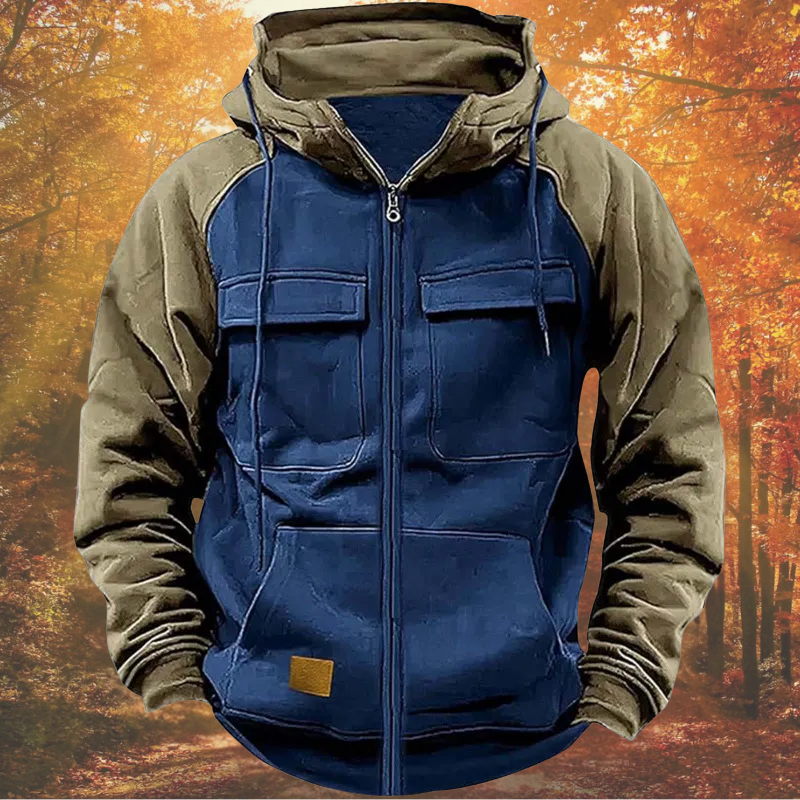 Men’s Casual Half-Zip Hoodie Blue