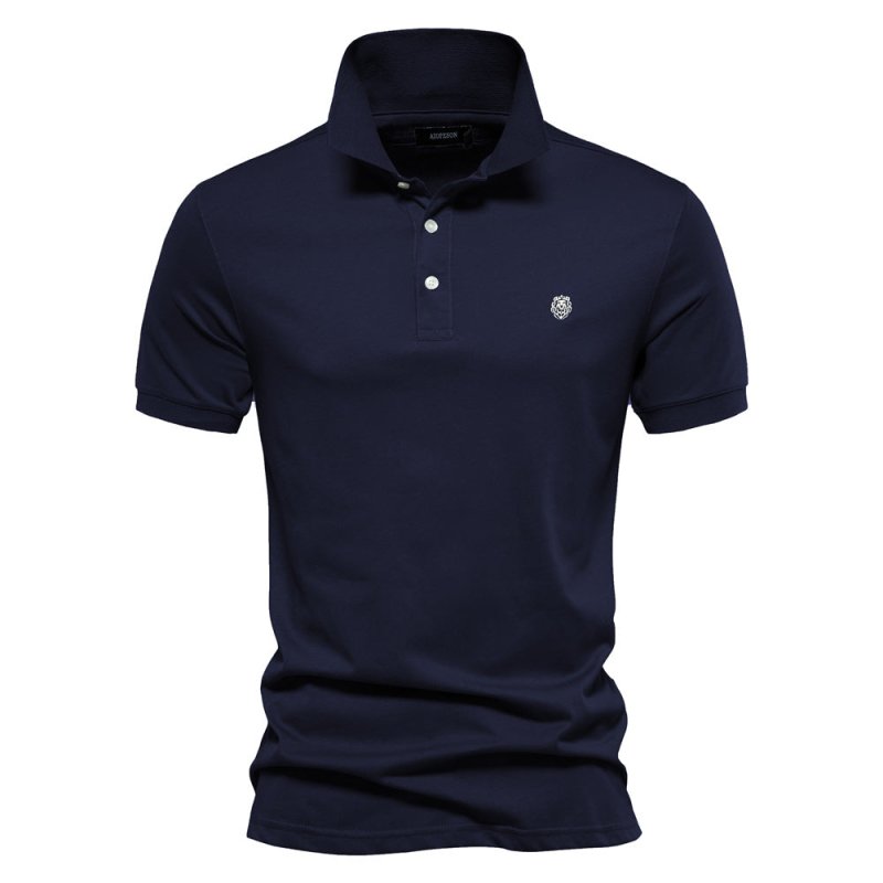 Men’s Lightweight Breathable Summer Polo Shirt Navy Blue