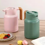 Modern Insulated Carafe with Wooden Handle for Hot Drinks