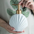Coastal Ceramic Soap Dispenser | Nautical Bathroom Accessory Shellfish