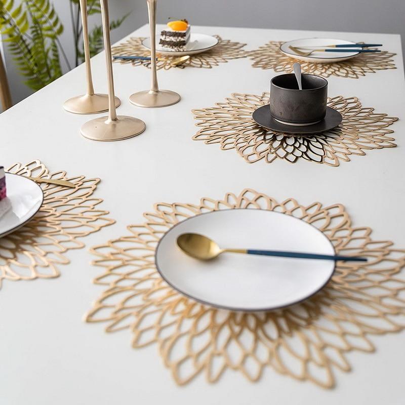 Ornamental Leaf Placemats Set of 6 | Elevated Table Styling Gold | 6 units
