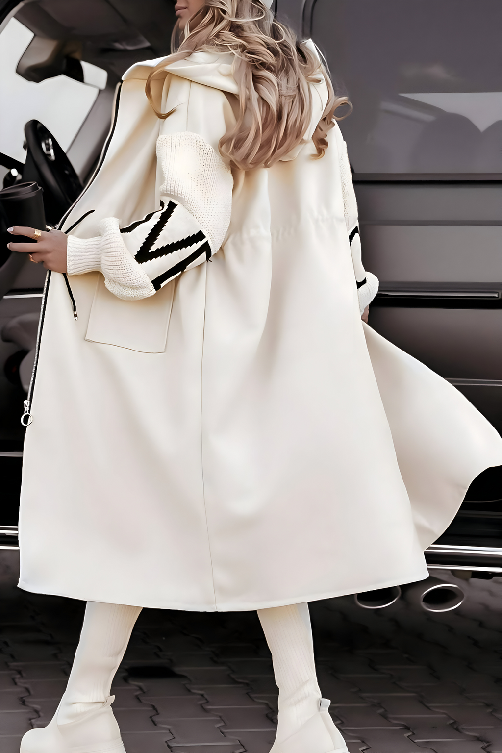 Women’s Hooded Jacket with Knitted Sleeves