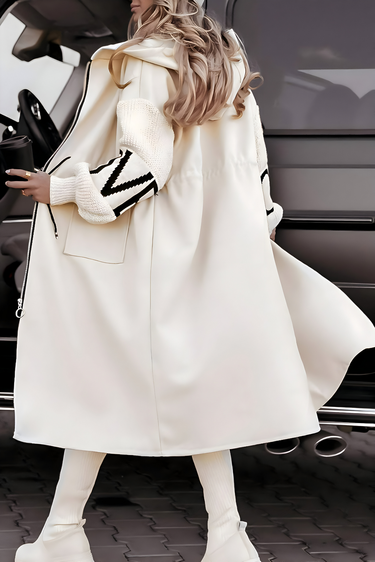 Women’s Hooded Jacket with Knitted Sleeves